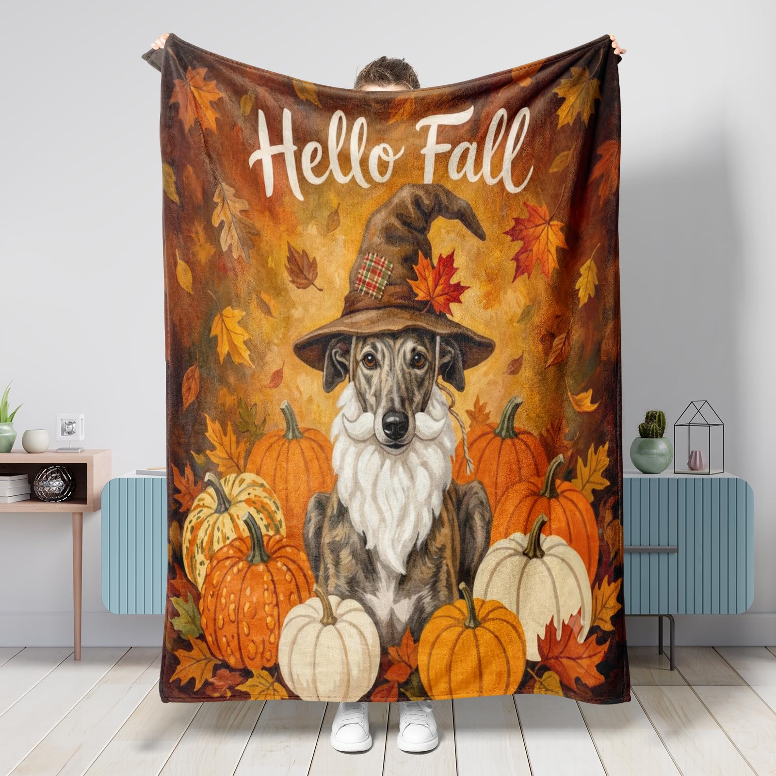 Couverture lévrier d'automne : plaid doux et confortable pour votre canapé et vos voyages en famille