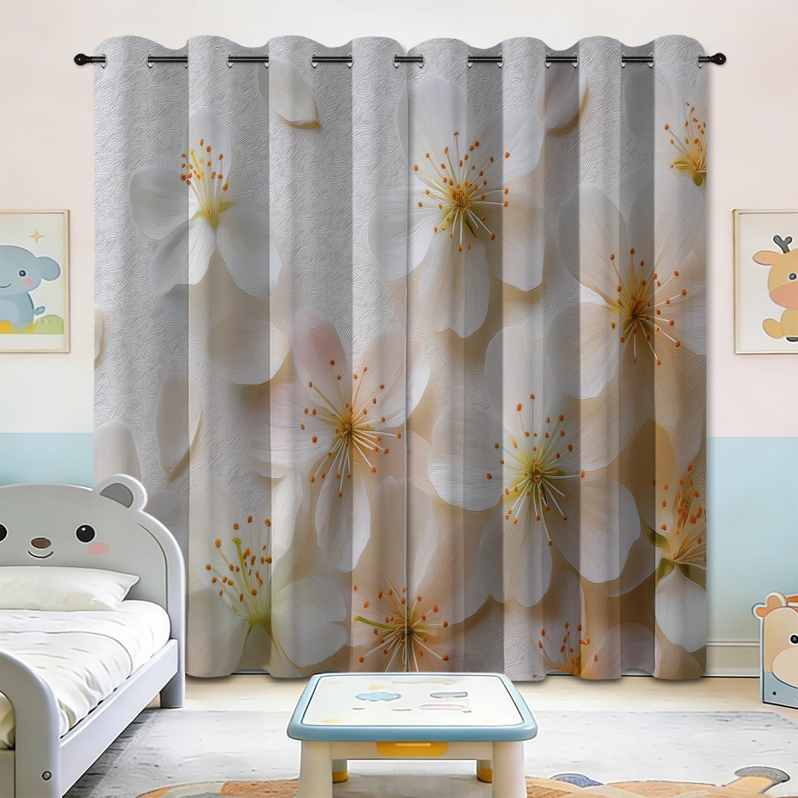 Cortinas opacas, color blanco, 116 x 183 cm, 2 paneles
