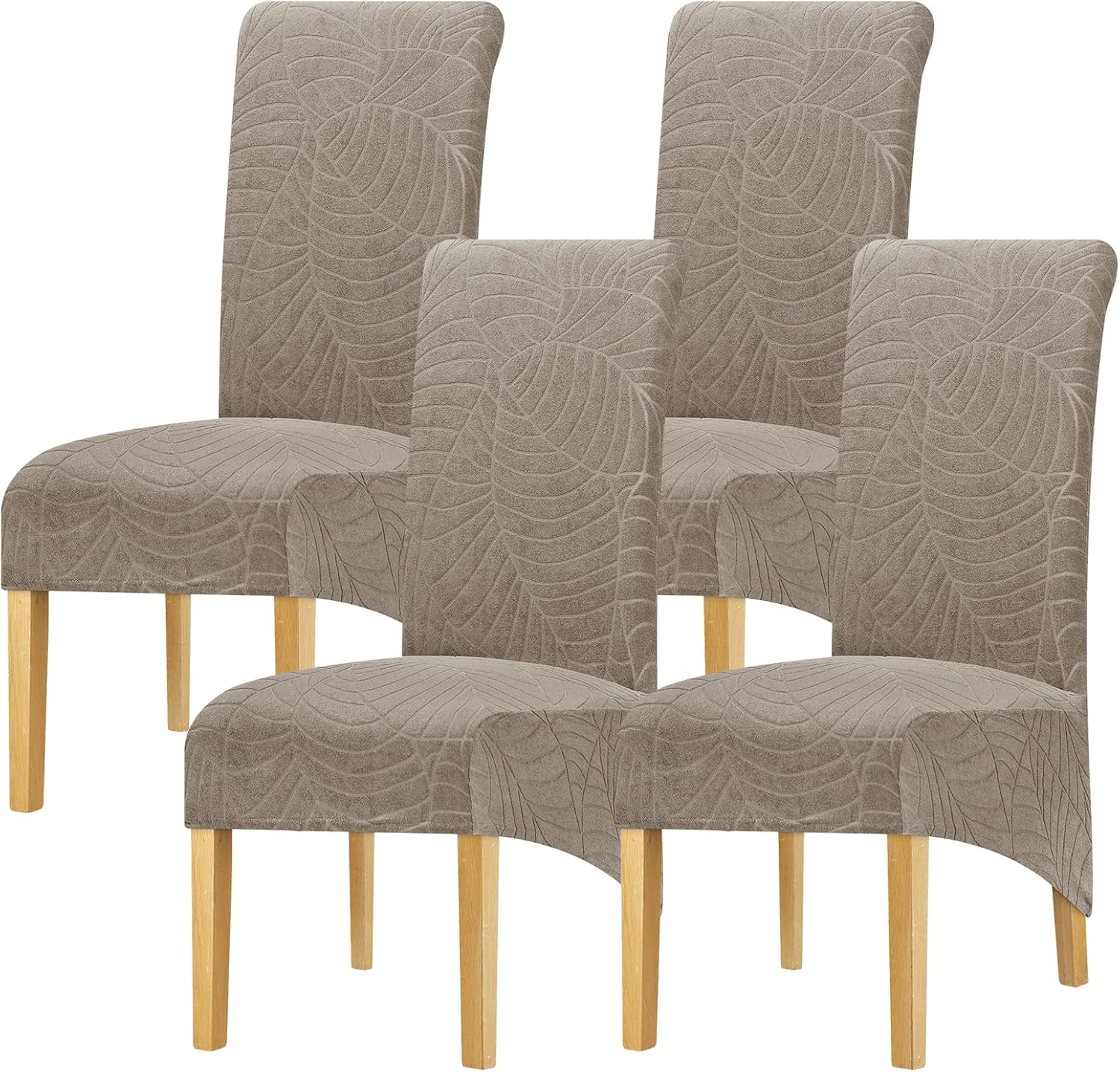 Leorate Large Size Dining Room Hotel Fleece Fabric Stretch Chair Cover Pack 2 4 Pack of 6 (1 Beige, Pack of 4) (Camel-2, 4PCS)