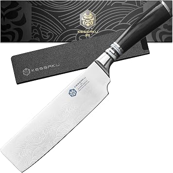 KESSAKU 7-Inch Nakiri Vegetable Cleaver Knife - Ronin Series - Forged High Carbon 7Cr17MoV Stainless Steel - Pakkawood Handle with Blade Guard