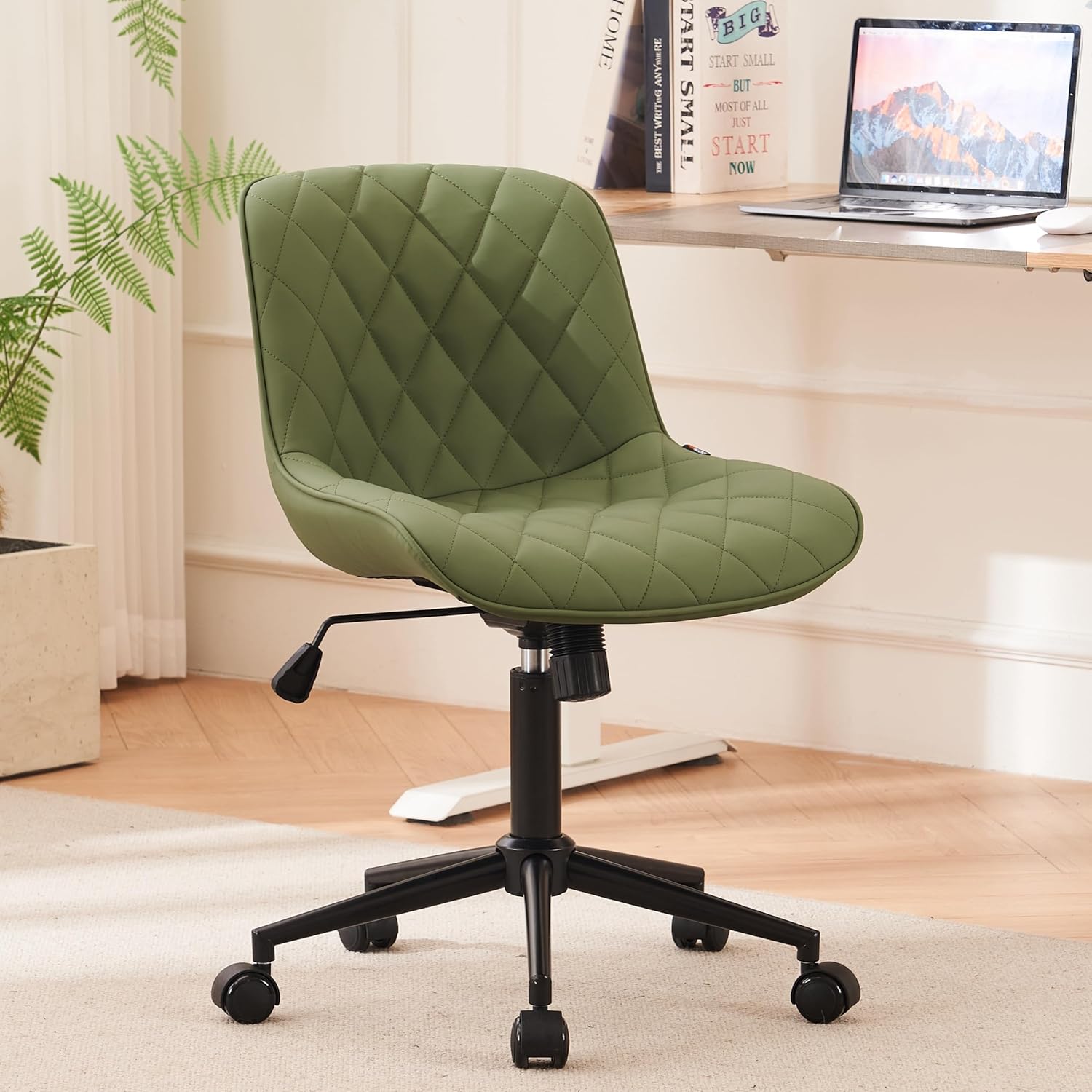 YOUNUOKE Office Chair Desk Chair with Wheels, Thick Upholstery Comfy Armless Task