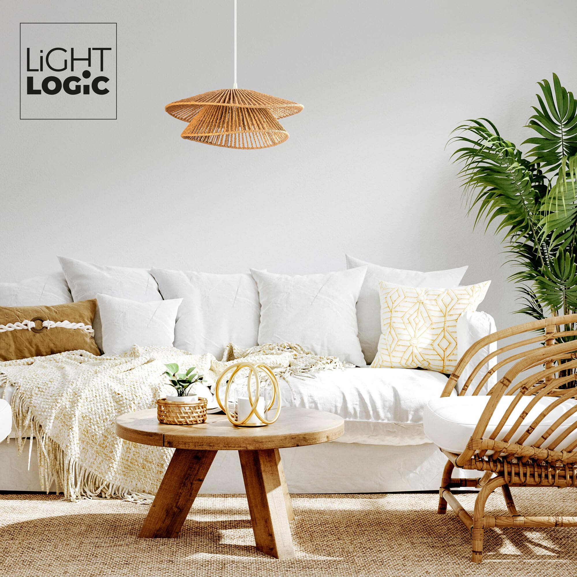 Boho Deckenlampe Hängend, Esszimmerlampe mit E27 Fassung und Lampenschirm Boho, Pendelleuchte für Wohnzimmer und Schlafzimmer, model ARILAS