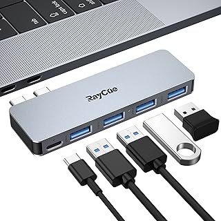 USB Adapter for MacBook Air/Pro, MacBook Air M1 USB Accessories 5-in-1 USB-C to USB Adapter with 4 USB 3.0 and Thunderbolt...