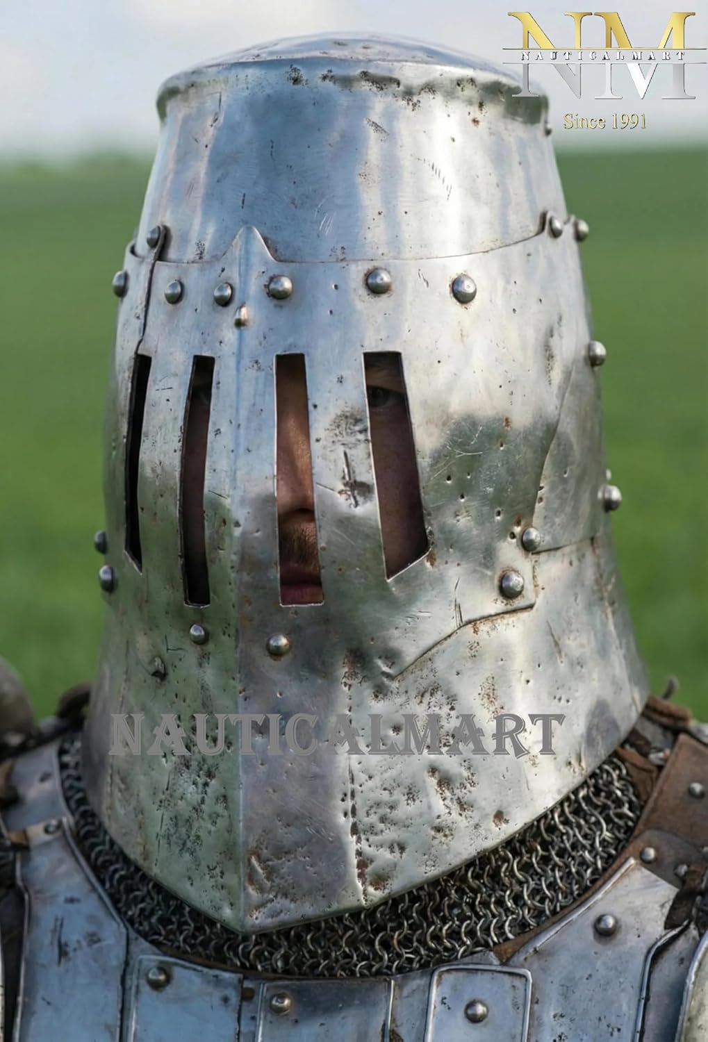 Medieval Knight Combat Armor Suit- Authentic 15th Century Style with Gorget, Pauldrons, & Gauntlets Steel Warrior Full Body Armour Perfect For Reenactment, Cosplay, Reenaissance, LARP & Halloween |