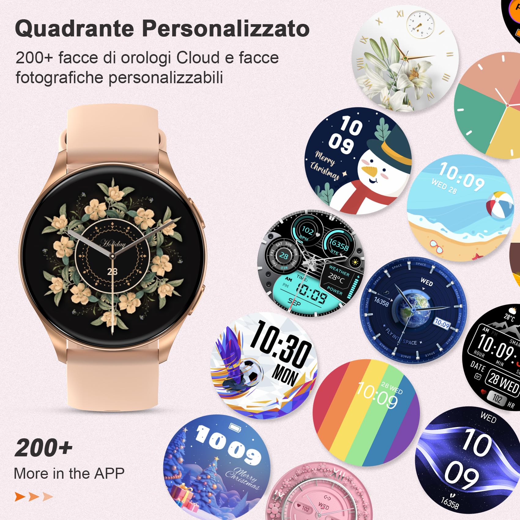Orologio smartwatch Uomo Donna (Rispondere/Fare Chiamate) ，1.43” Schermo HD AMOLED, 24H Sonno Cardiofrequenzimetro, IP68 Impermeabilecon 130+ Modalità Sportive smart watch per Android IOS