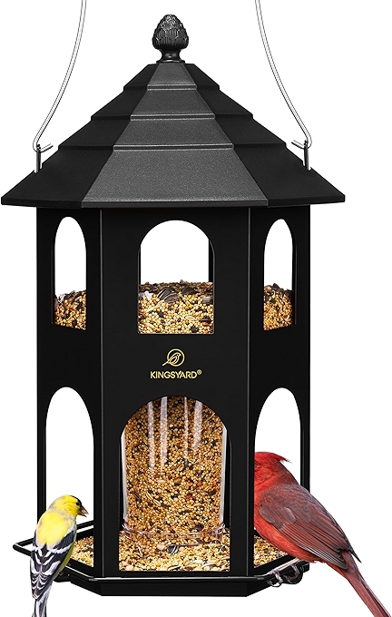 Kingsyard Outdoor Hanging Metal Bird Feeder with Circular Perch