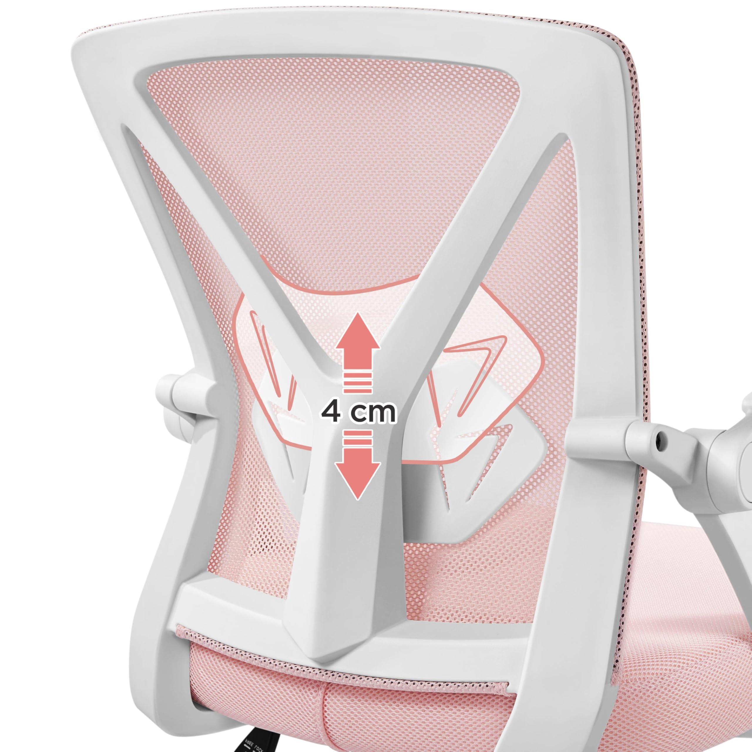 Sedia Ufficio Scrivania Ergonomica con Supporto Lombare Rosa | Altezza Regolabile, Braccioli Ribaltabilie, Ruote Girevole, Traspirante, Schienale Reclinabile, Funzione Dondolo, Camera