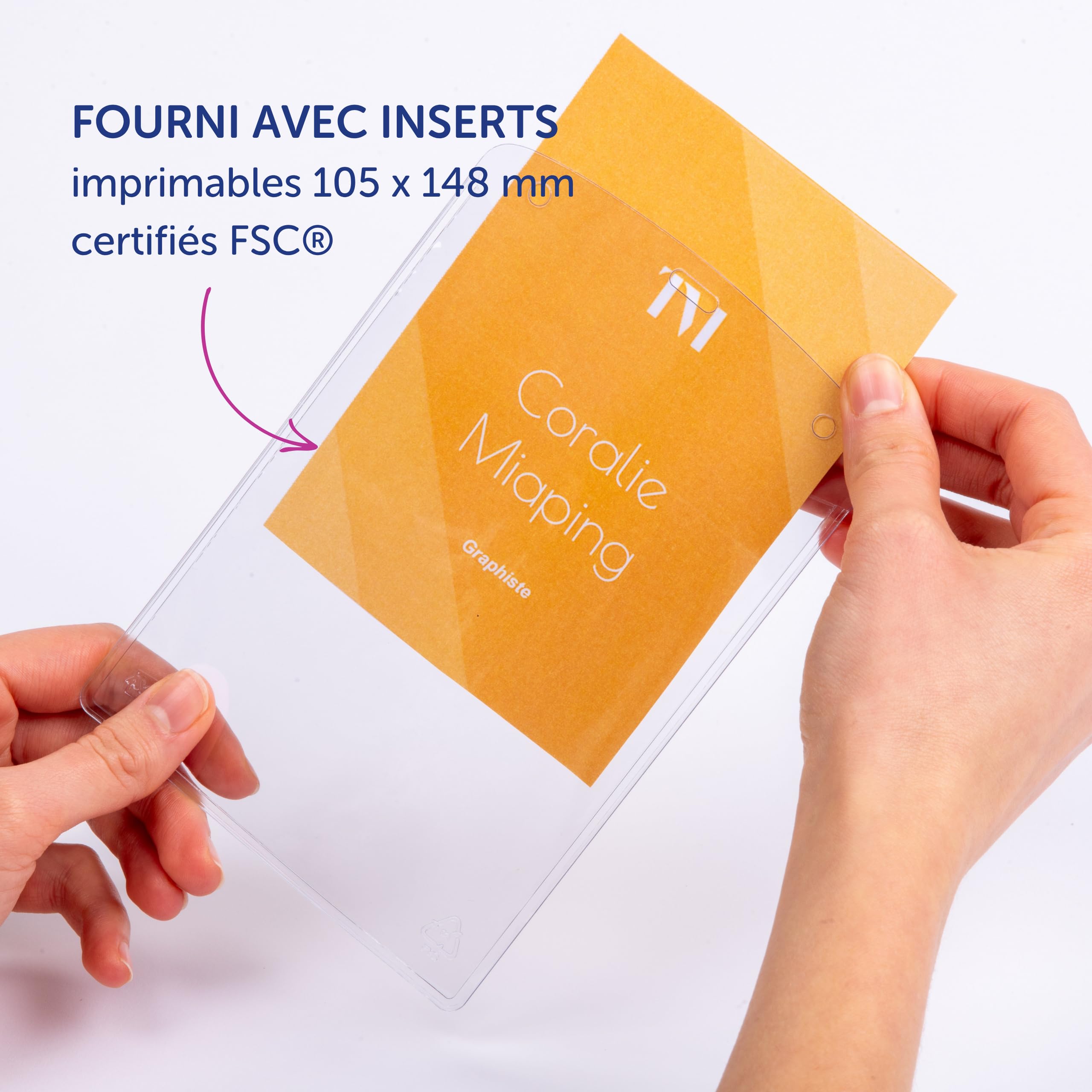 AVERY – 50 Pochettes Porte-Badges Format A6 en Plastique Transparent avec 52 Inserts Microperforés Imprimables – 105 x 148 mm – Compatibles avec Impression Laser et Jet d’Encre