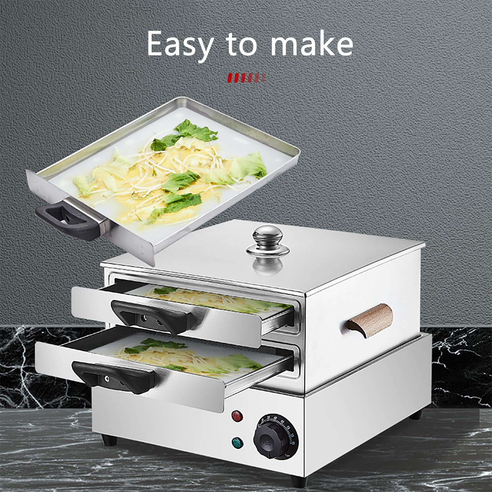 Macchina per rotolo di pasta di riso con vassoio a vapore per divertimento Cheung, ideale per venditori di cibo da strada e uso commerciale, facile da usare, efficiente apparecchio da cucina