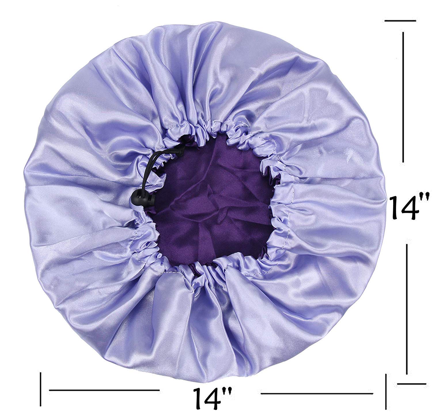 Dehman Adjustable Satin Sleep CAP Hair Bonnet Double Layered Reversible for Women Protective Sleep Hairstyles (PURPLE - LILACPURPLE) 2