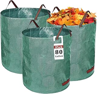 Reusable Yard Waste Bags, 3 Packs 80 Gallons Lawn and Leaf Garden Bags with Reinforced Carry Handles Heavy Duty Garden Waste Bags Camping Yard Recycling Trash Bags for Debris Leaves Grass