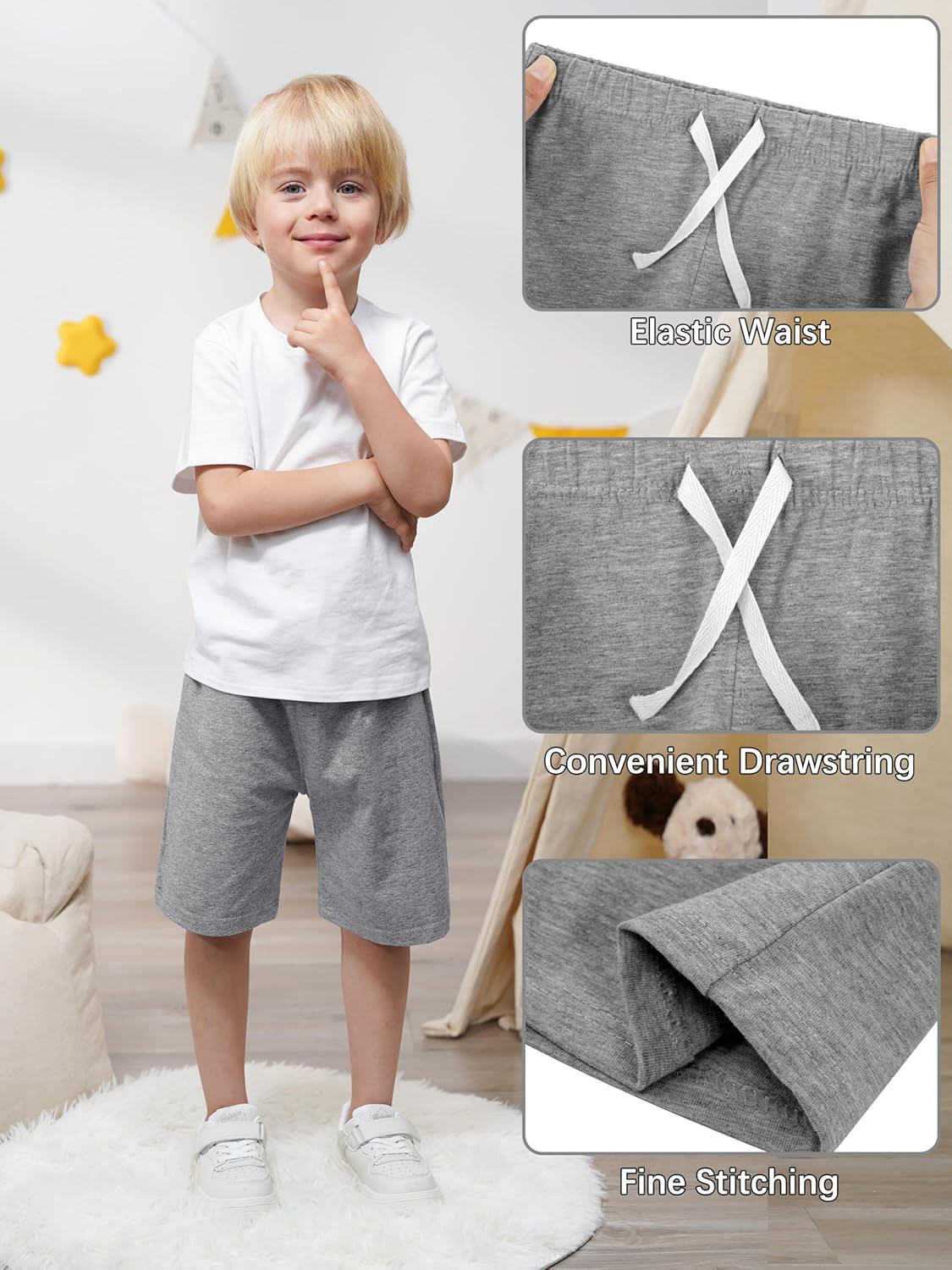 Resinta 4 Pack Toddler Boy Cotton Shorts Boys Casual Shorts Pull-on Shorts Soft Baby Boy Shorts for Summer - Image 5