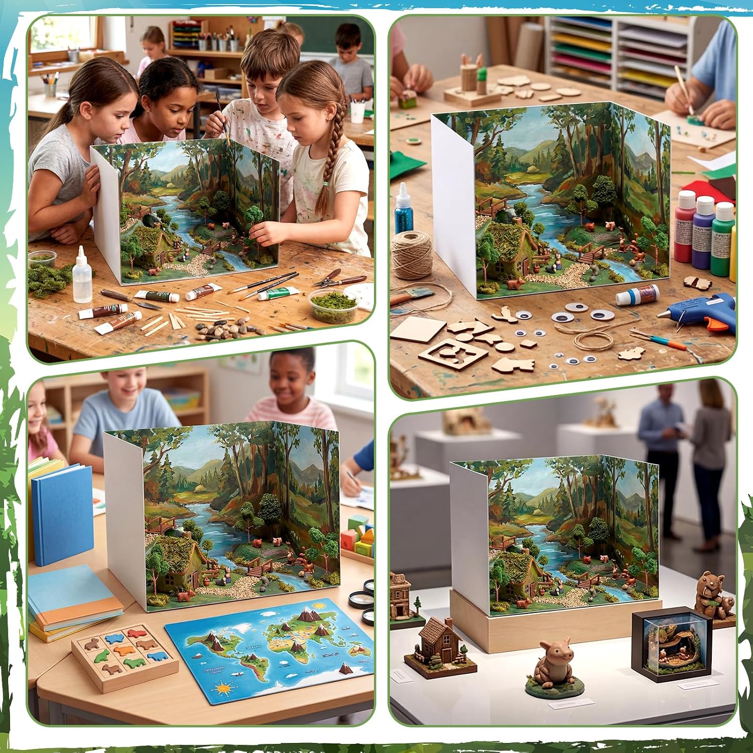 20 Pcs Cardboard Diorama Display Kit 11.8" x 8.7" x 8.3" White Display Box Project DIY Craft Diorama Boxes for School Projects Model Scenes Fair Arts Crafts