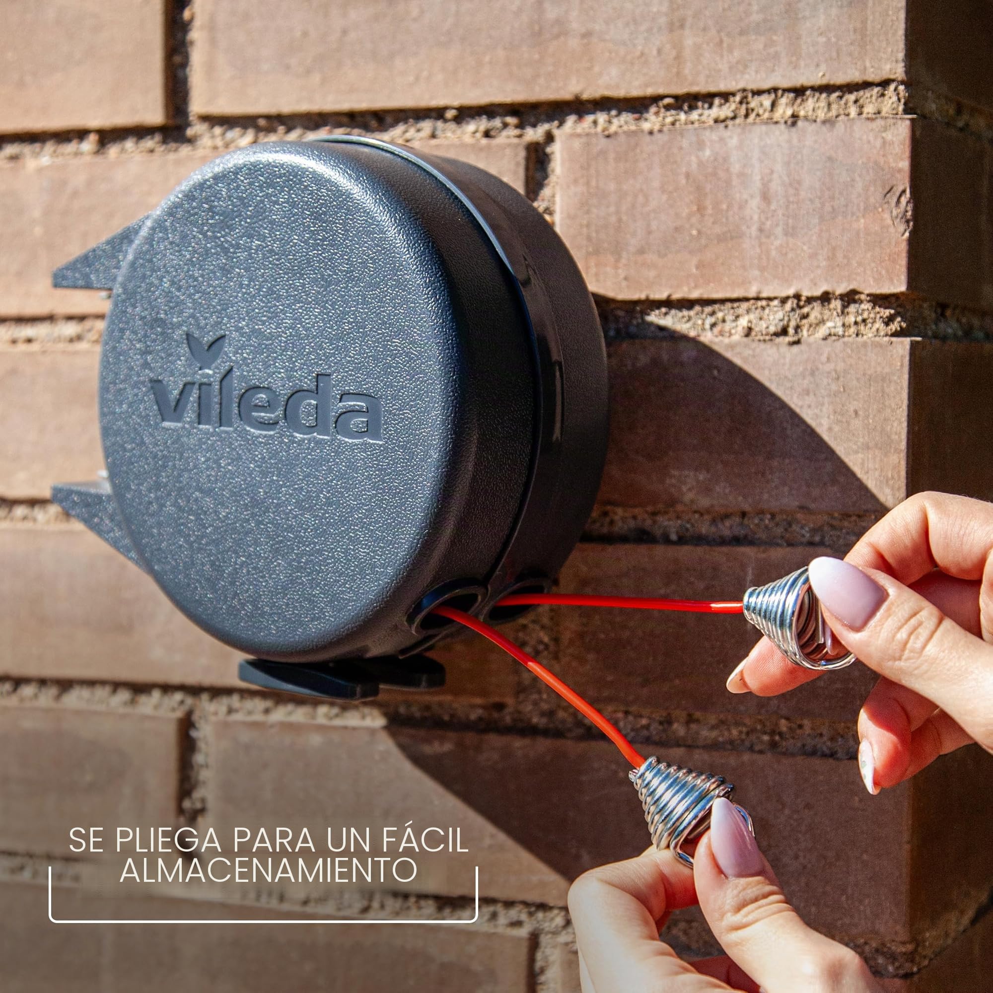 Vileda Cuerda de tendedero retráctil Dual Cordomatic de 30 m, 2 Cuerdas de 15 m con Capacidad para hasta 30 kg, tendedero Extensible, retracción automática, Resistente y Duradero, montado en la Pared
