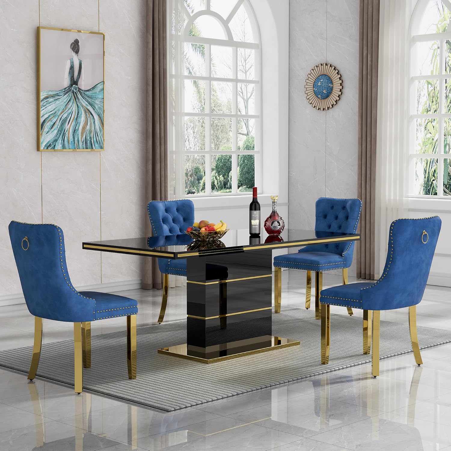 Amazon.com - Minheola Luxury Dining Table Set for 4, Modern Dining Room ...