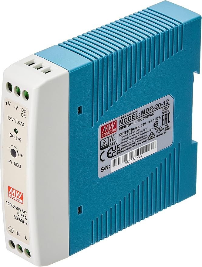 Thumbnail för MEAN WELL MDR-20-12, DC AC DIN-skenor-nätaggregat, DIN, 20W 12V 1,67A