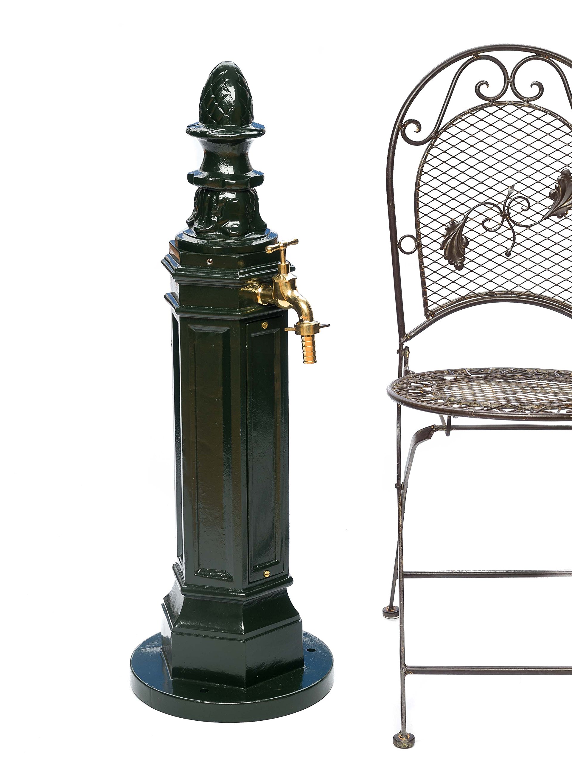 Standbrunnen 95cm Waschbecken Garten Alu grün antik Stil Brunnen Waschplatz