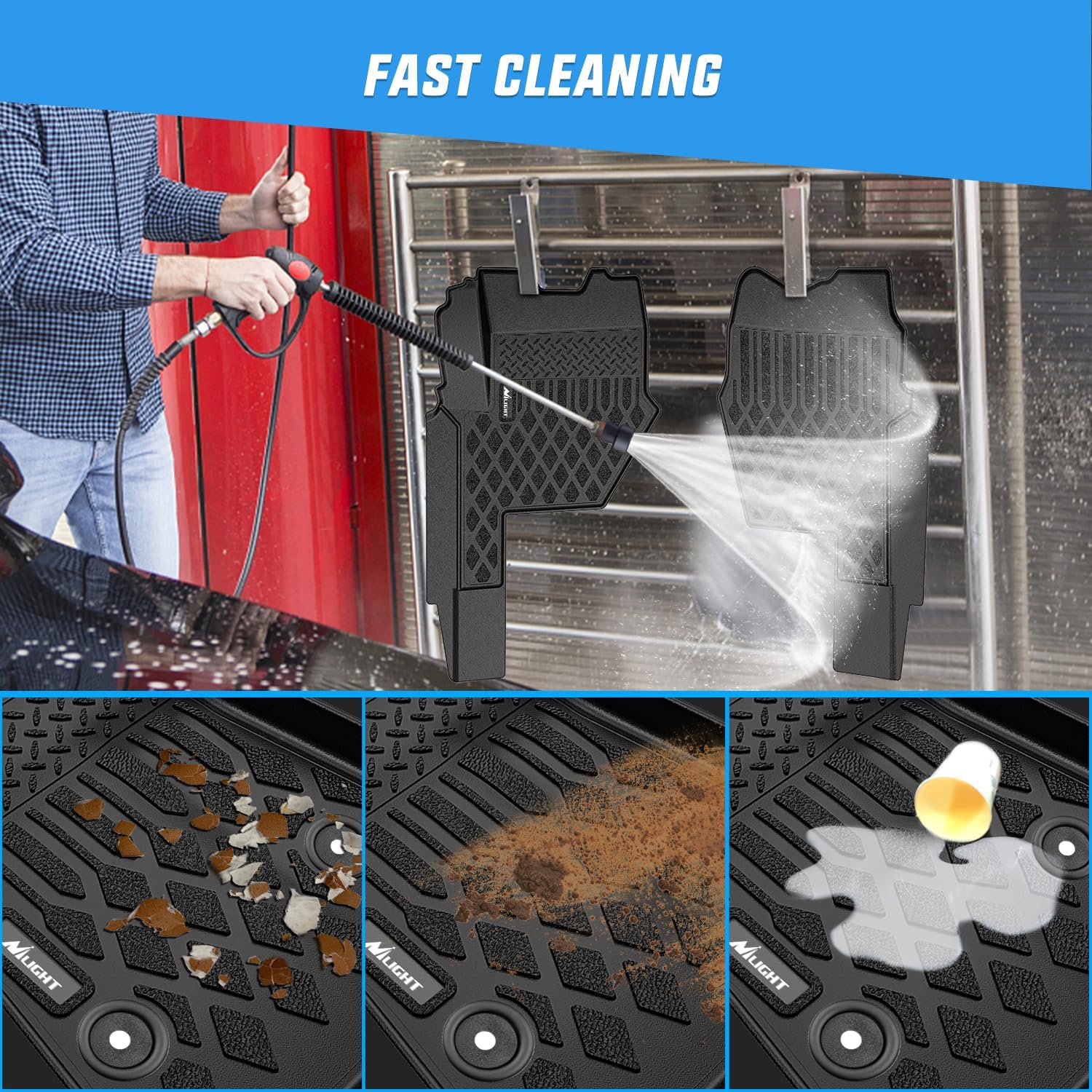 Nilight TPE Floor Mats for Mack Anthem 2018 2019 2020 2021 2022 2023 2024 2025 All Weather Custom Fit Heavy Duty Floor Liners - Image 6