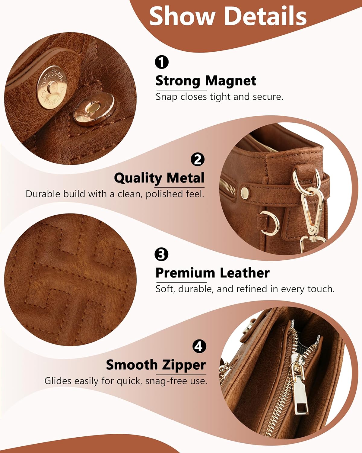 Large Crossbody Bags for Women,RFID Blocking Multi-Pocket Crossbody Purses,Structured Vegan Leather Shoulder Bag | Quilted Design, RFID Blocking, Vegan Leather, Multi-Pocket