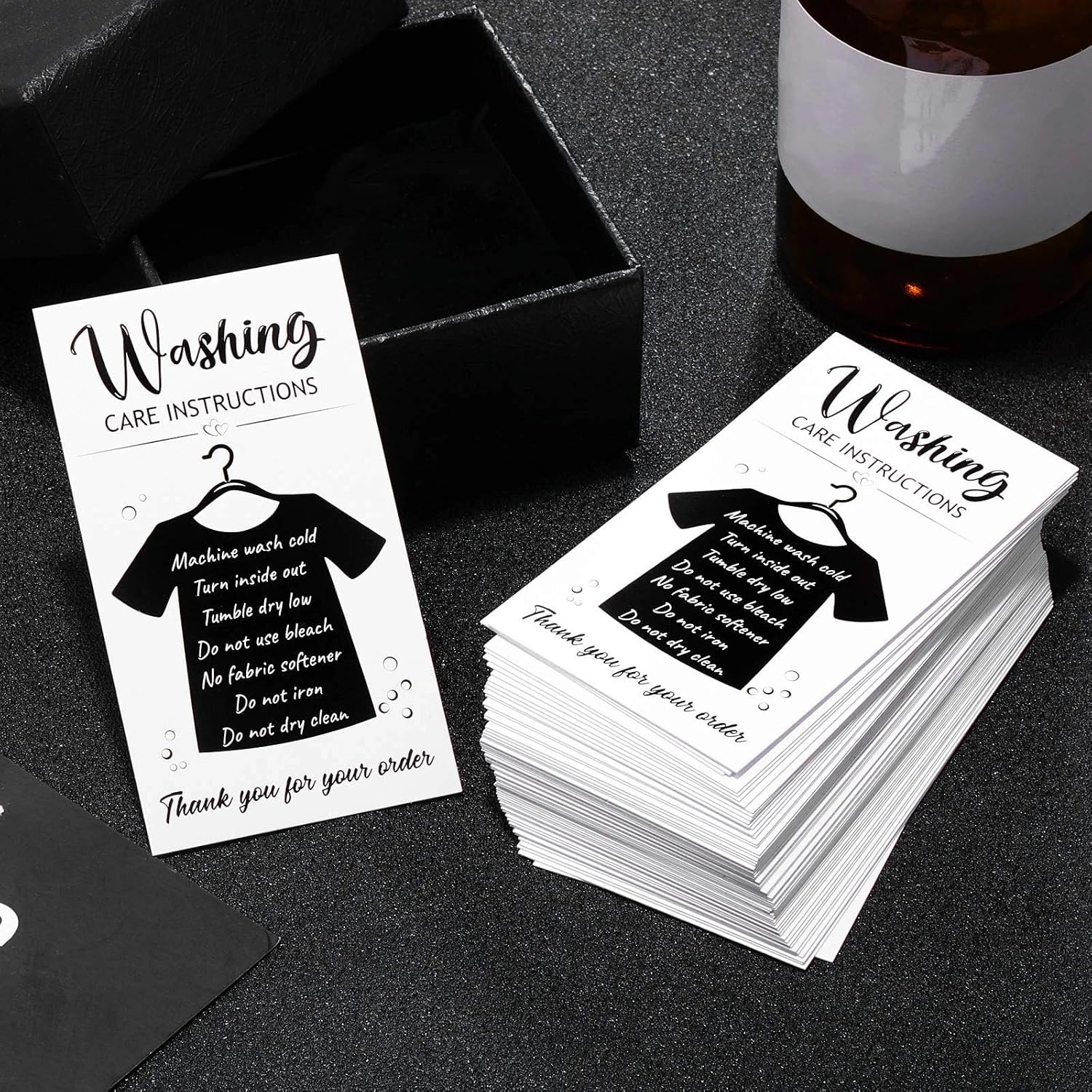 Zonon 100 Pcs T-Shirt Washing Instructions Cards with Graphic