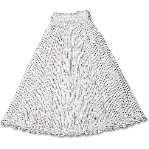 Rubbermaid Commercial Products Value Pro Small 16 OZ Cotton Wet Mop, 1" Headband, White, for General Purpose Floor Cleaning or One-Time Use