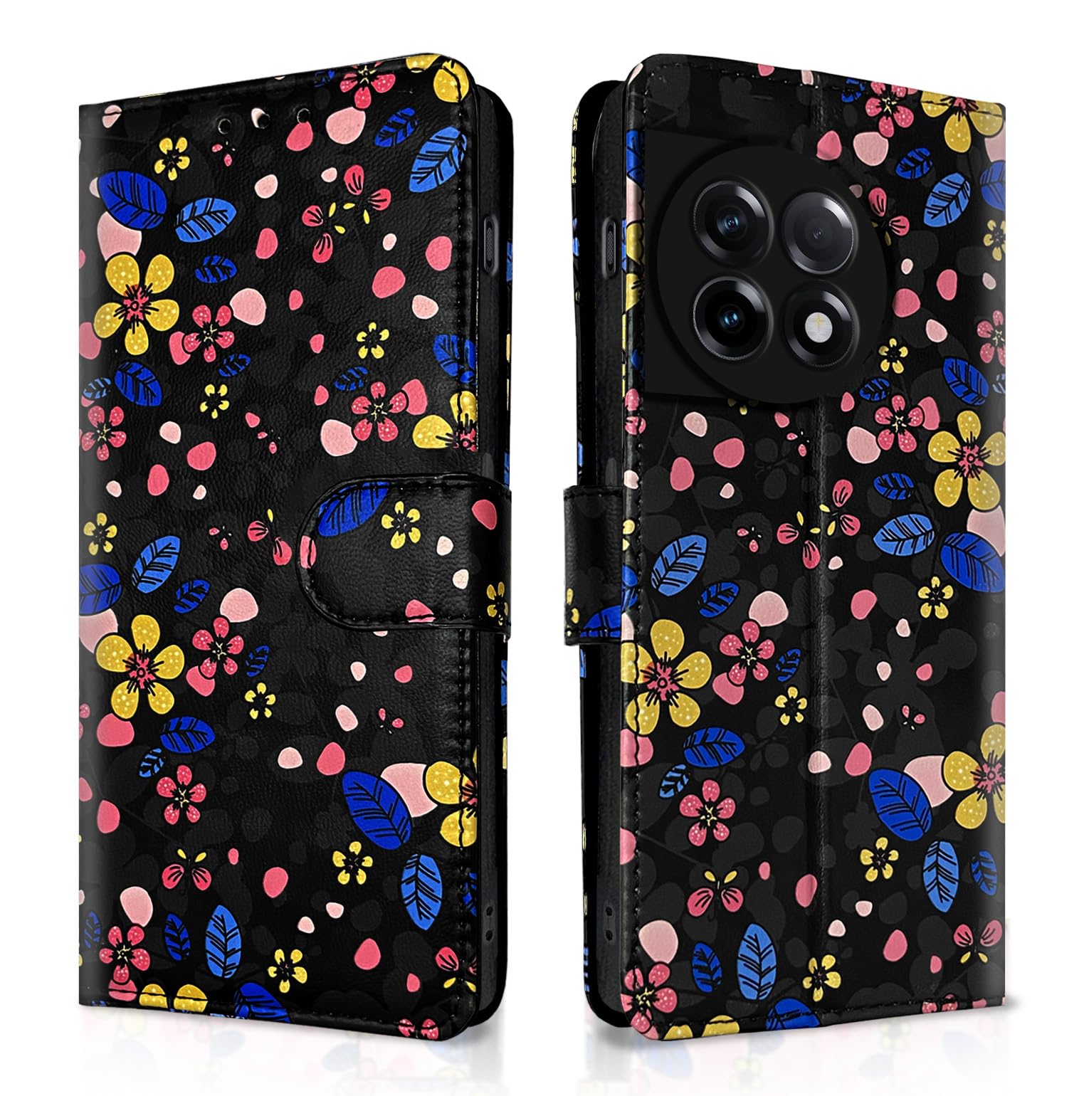 Pikkme OnePlus 11R 5G Flip Cover for Girls Leather Finish | Inside TPU with Card Pockets | Wallet Stand and Shock Proof | Complete Protection Flip Case (Black Flower) (B0CBTVGT41) Amazon Price History, Amazon Price Tracker