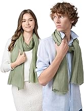 Echarpe Chèche Etole Lin Naturel - Echarpe Femme et Echarpe Homme unie - Taille 52x200 cm, Finition franges - Echarpe 100% Lin Lavé - Douceur et Confort - Echarpe Prémium 9 Coloris unis.