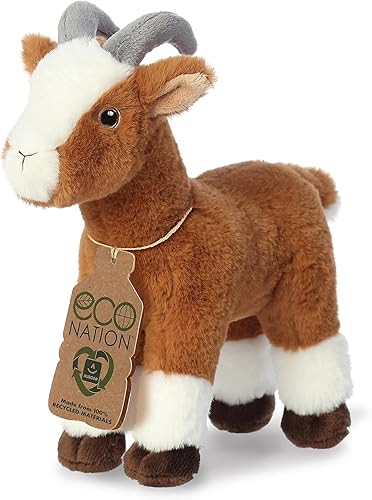 Miniatura 5 de Aurora® Eco-Friendly Eco Nation™ - Animal de peluche ecológico, hecho con materiales reciclados, cabra color marrón, 10.5 pulgadas