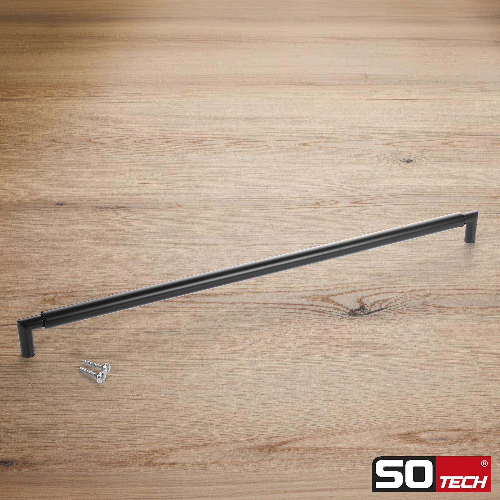 10 x SO-TECH® Möbelgriff Relinggriff E9 echt Edelstahl schwarz matt BA 480 mm/Ø 16 mm mit Sockeln aus Metall