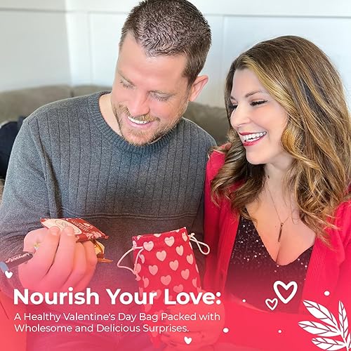 Miniatura 4 de Bolsa de regalo saludable surtido de golosinas saludables con dulces, aperitivos de frutas y más en una bonita bolsa de corazón para el día de la
