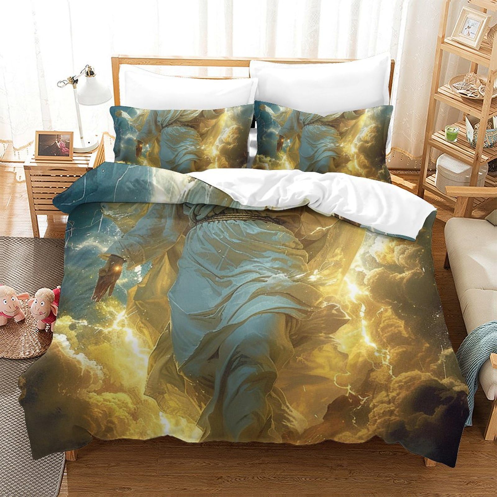 Housses de couettes Jésus 3D parure de lit respirante King size