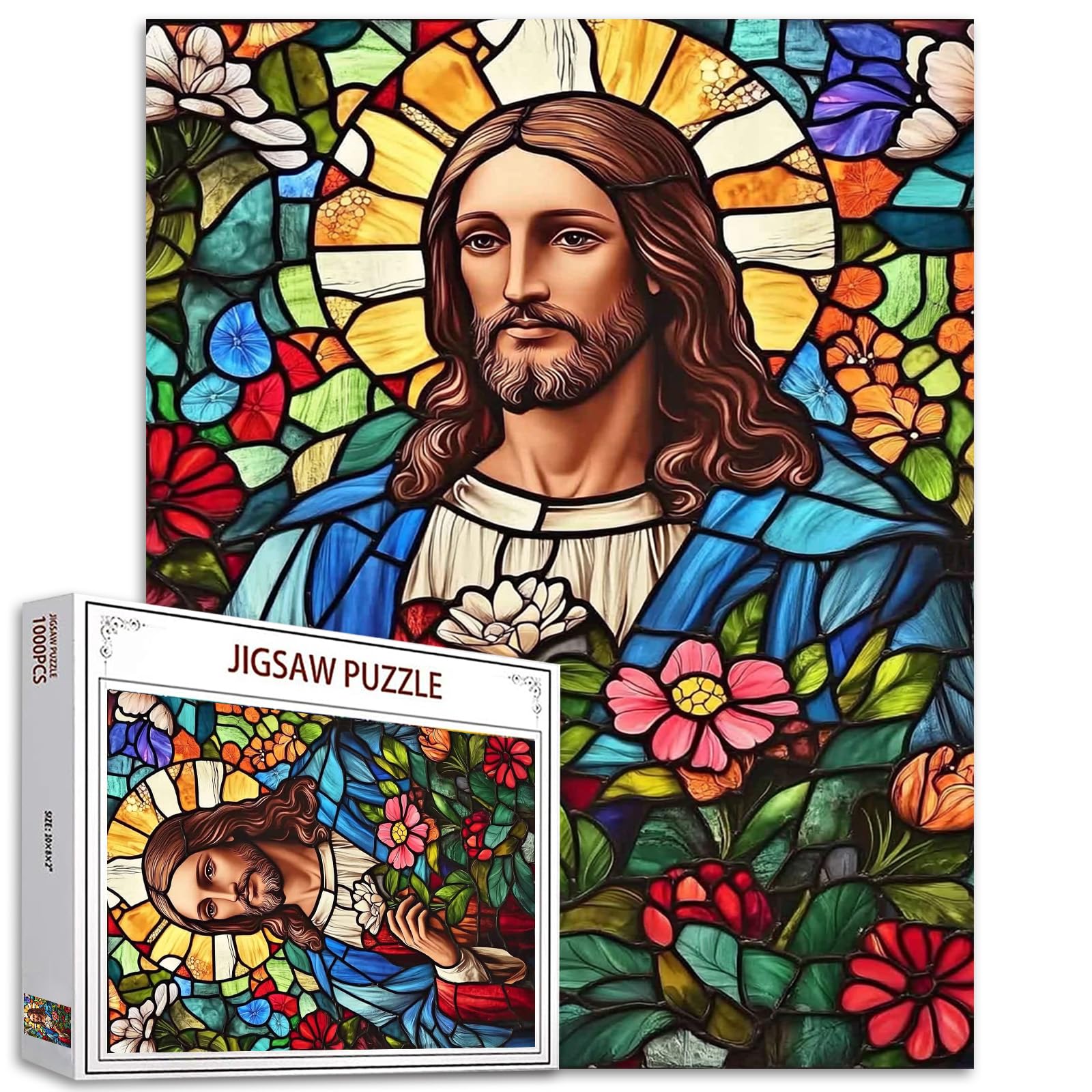 Jesus 1000 Piece Jigsaw Puzzles for Adults Christianity Religions Puzzles Art Wall Decor DIY Puzzle Gifts Challenging Family Activity for Game Nights