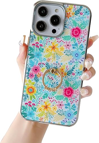 Jmltech Funda híbrida para iPhone 14 Pro Max híbrida de poliuretano termoplástico con parte trasera dura, patrón floral, funda protectora para