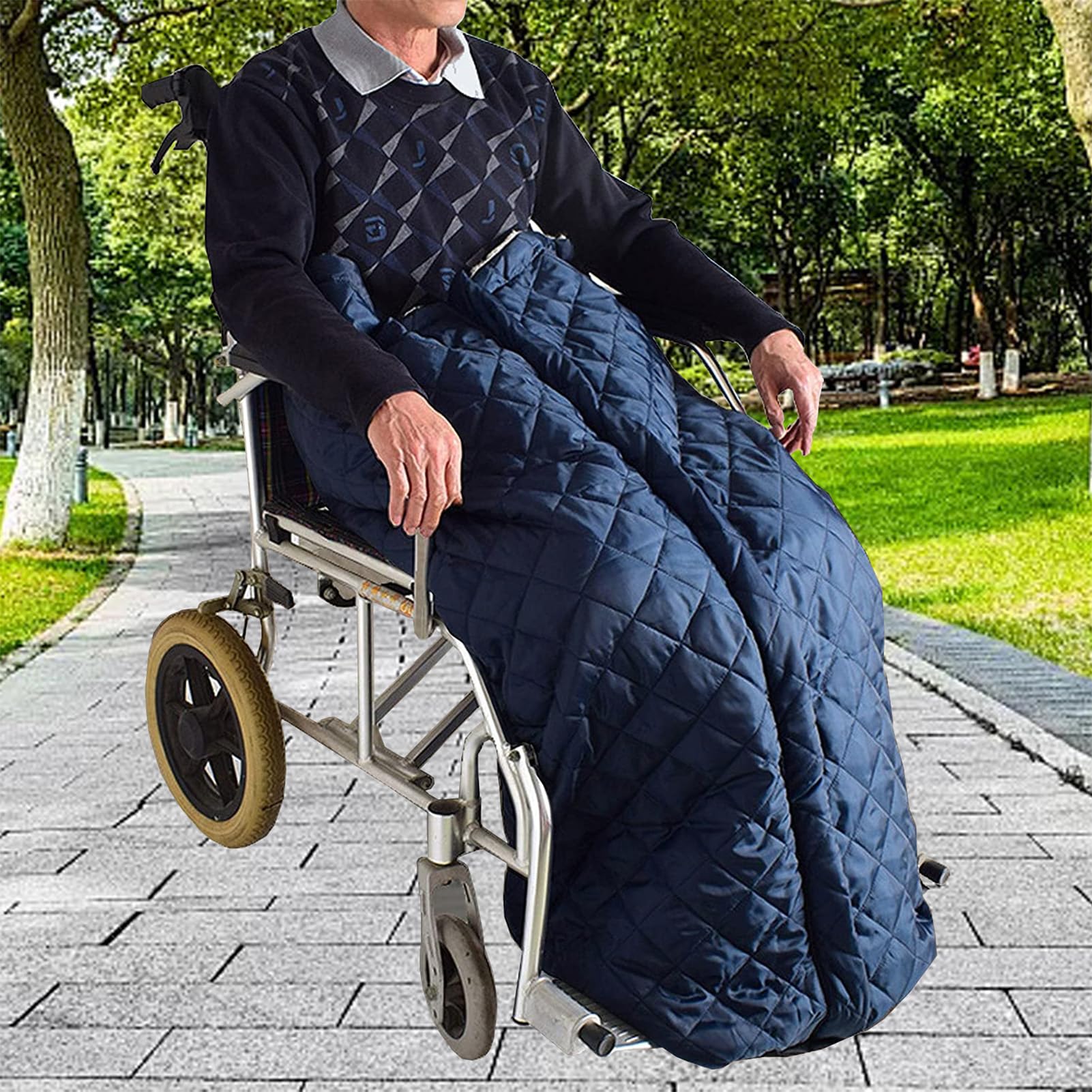 Koc na wózek inwalidzki, wiatroszczelny, z podszewką polarową, z zamkiem błyskawicznym, na dolną część ciała, przytulny koc zimowy dla osób starszych i niepełnosprawnych, akcesoria do wózków