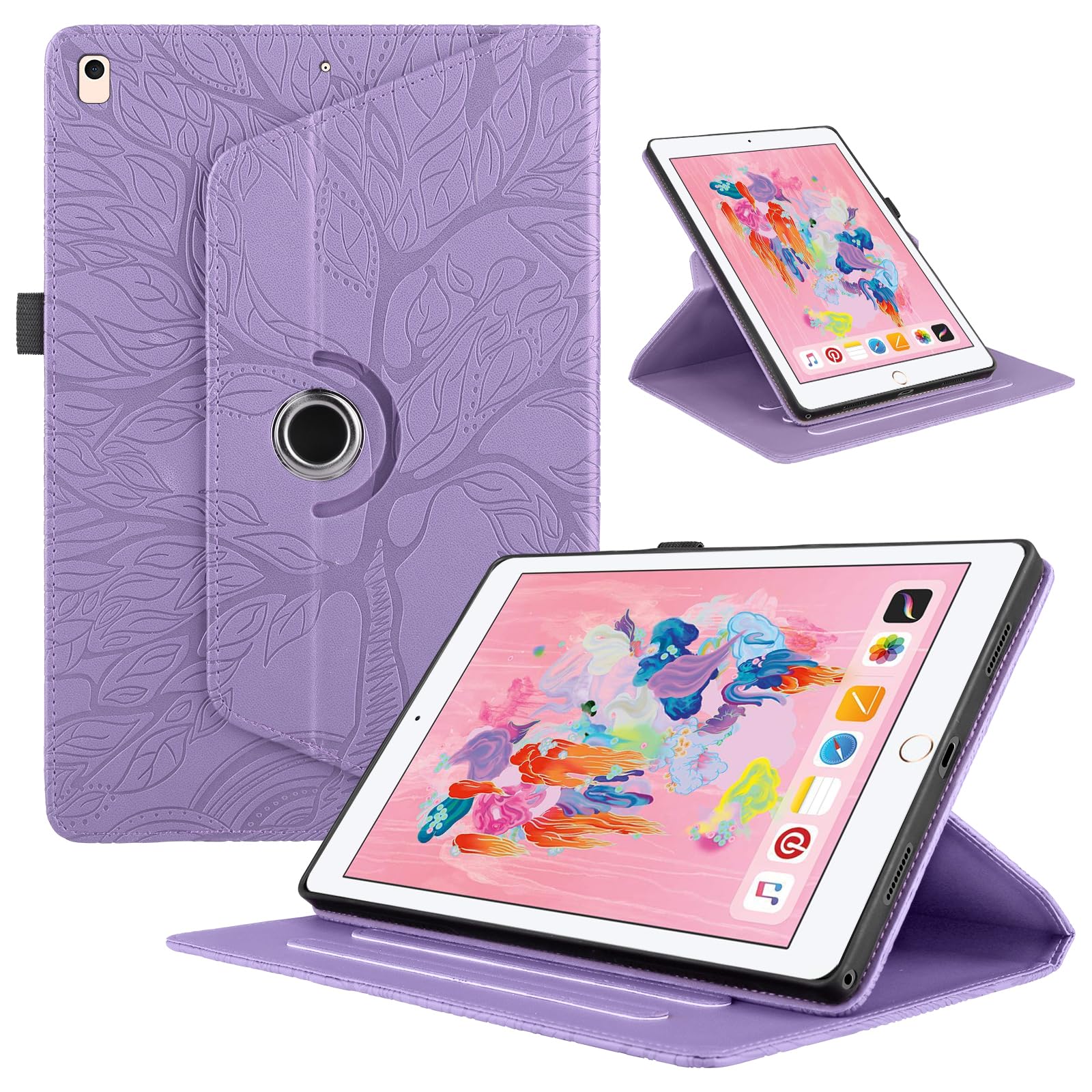 Funda para Samsung Galaxy Tab S9/ S8/ S7 11" (SM-X710/X700/T870) PU Cuero Tablets Protectora Cover 360°Carcasa Giratoria de ángulo Múltiple Stand Función Tablets Funda,Rojo Árboles — view 160