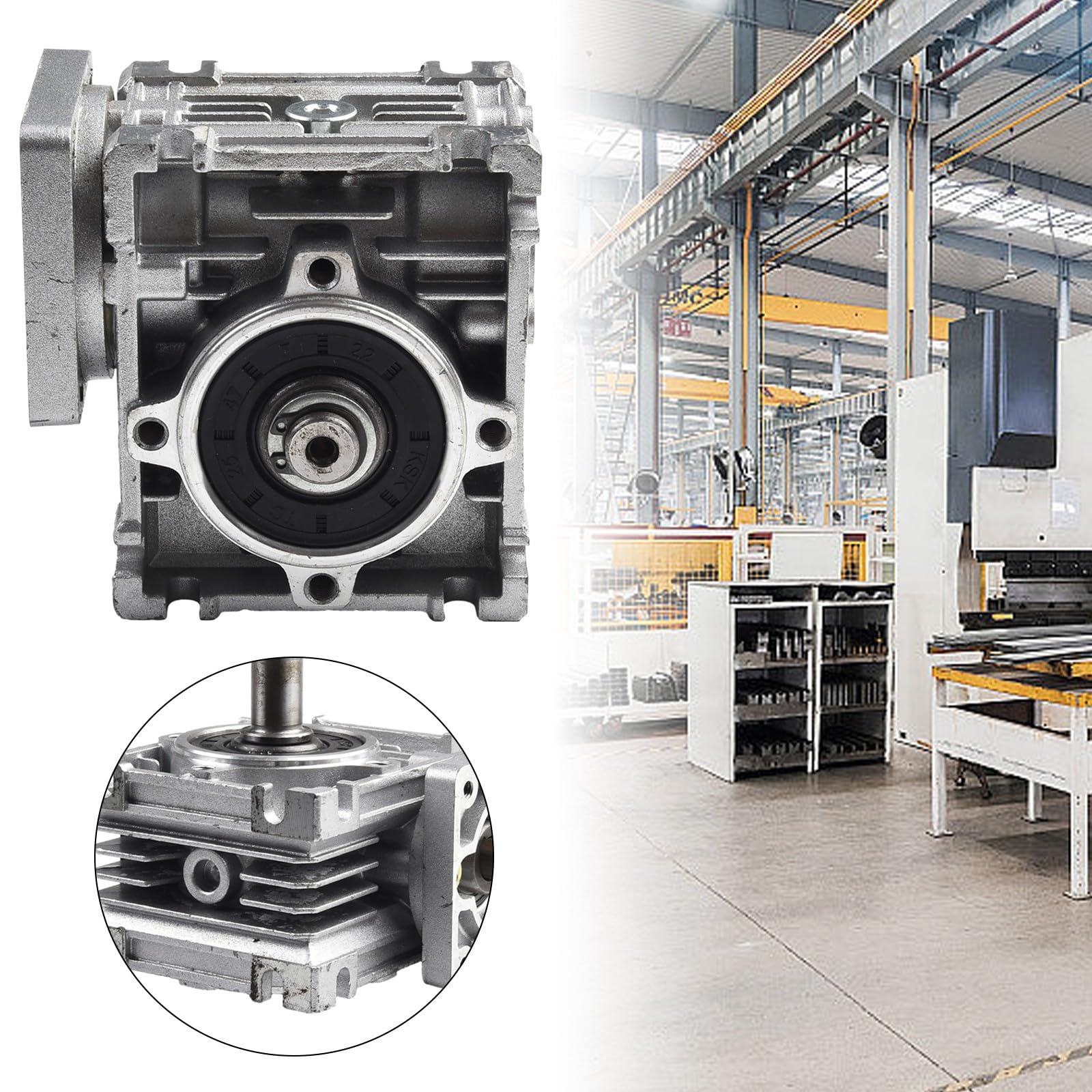 NMRV030 Schneckengetriebe Reduzierstück für NEMA 23-Motoren | 14 mm Ausgangswelle | Übersetzungen 5:1-80:1 | Edelstahl-Turbinengetriebe für 57 mm Schrittmotor-Automatisierung (5 Verhältnis 1)