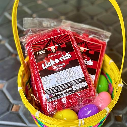 Miniatura 5 de Giros de regaliz de canela  Caramelos suaves y masticables JUMBO  Lick-o-Rish, 3 libras en total (juego de 3 bolsas, 1 libra cada una)