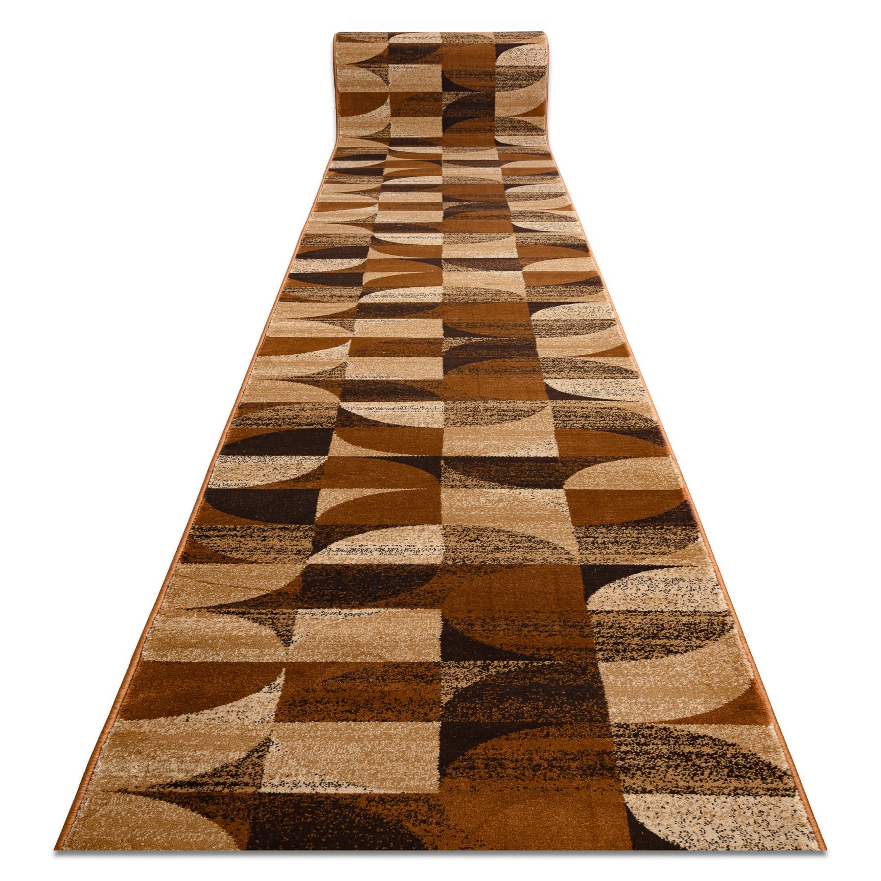 Chodnik ROYAL H387 GEOMETRYCZNY brązowy/musztardowy 100 cm 100 x 520 cm brązowy
