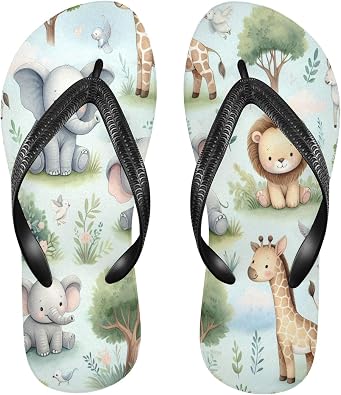 Burbuja Woodland Animals Flip Flops for Women Men, Soft Thong Sandals Rubber Slippers for Pool Beach Essentials