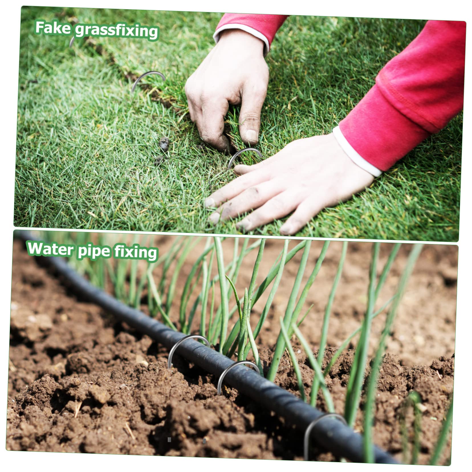 Clavijas de Tierra en Forma 100 Piezas Hierro para Fijación | Estacas de Tierra para Jardín, Instalación Rápida, para Malla Antihierbas y Tela de Paisaje