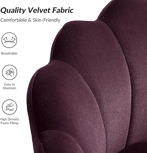 Miniatura 33 de HULALA HOME Moderno sofá biplaza de terciopelo con respaldo en forma de flor, cómodo sofá tapizado de 2 plazas con patas de metal dorado, sofá