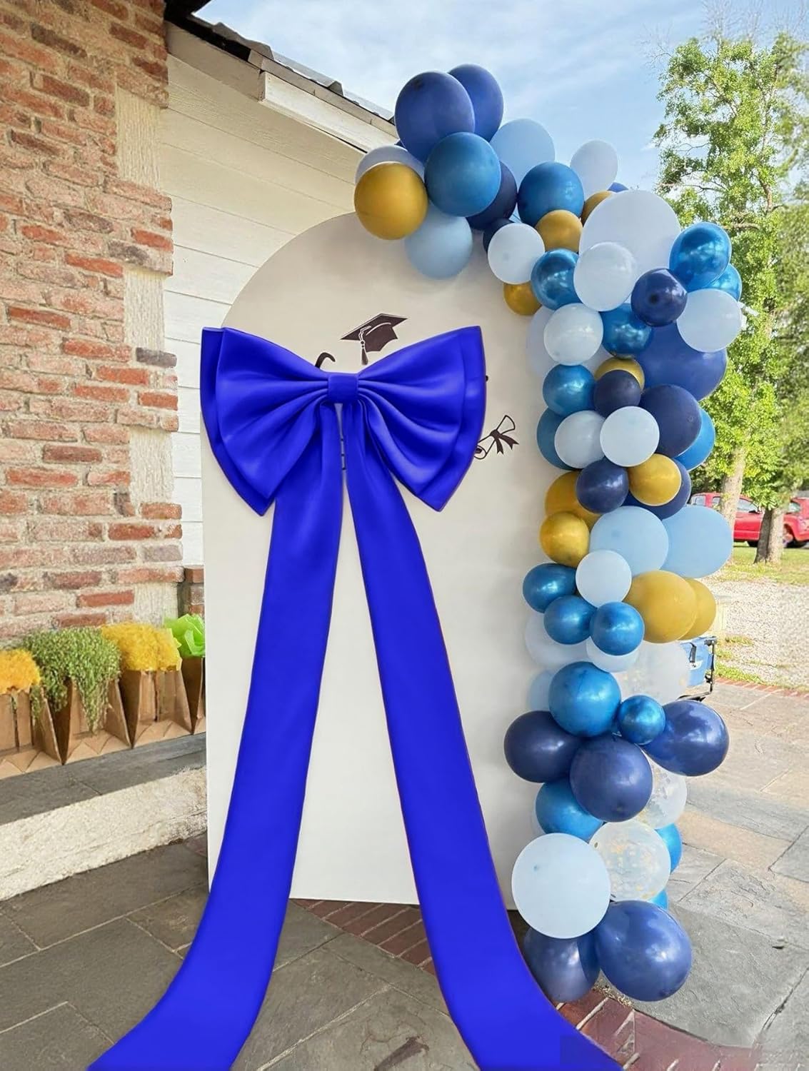 Giant Bow Decoration,Big Bow for Home Wreath Wall Backdrop Wedding Engagement Decor,Double Layer Large Satin Decorative Bows for Birthday Party Baby Shower Room Supplies(Royal Blue,71x18 Inch,Satin)