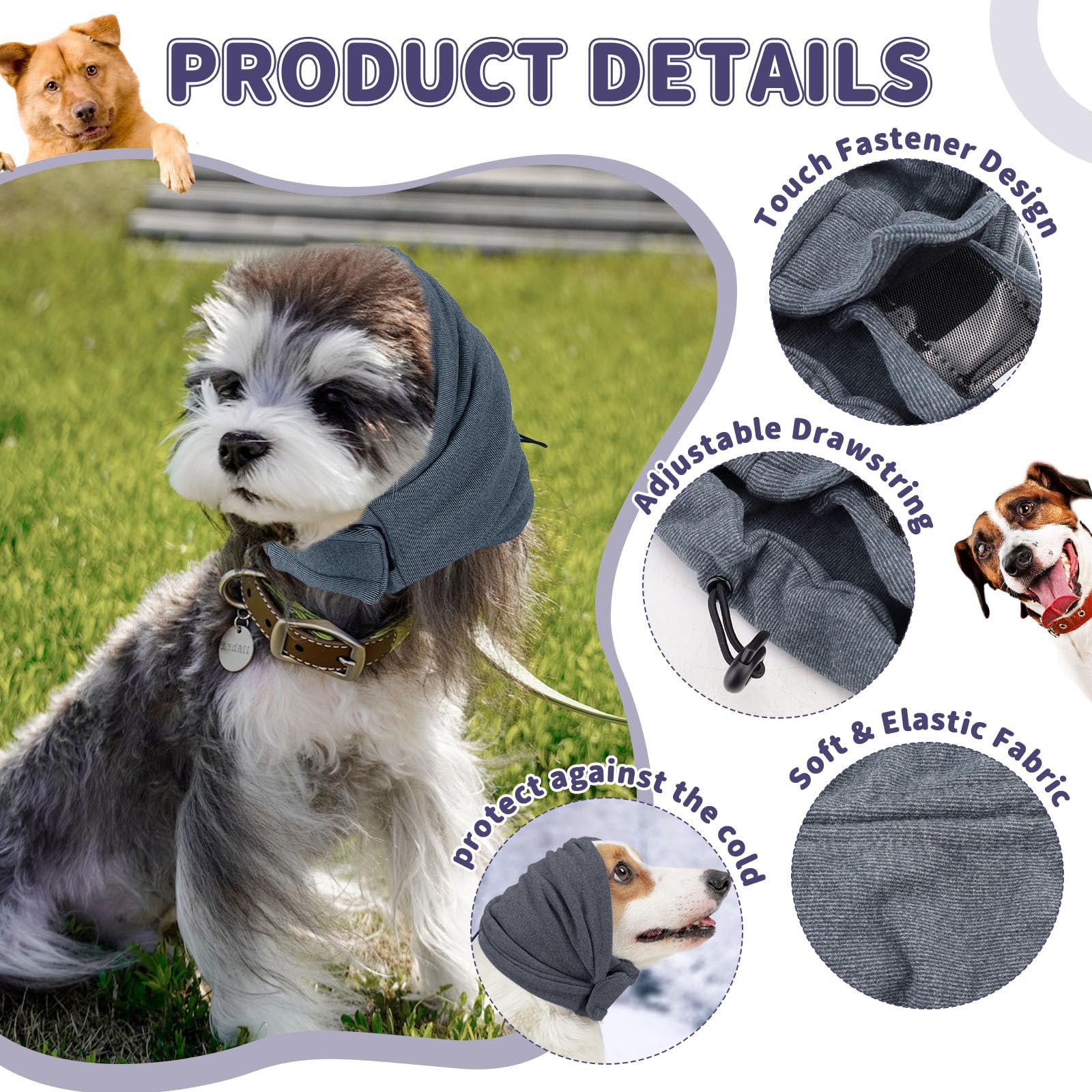 Dog Ear Muffs, Grey Dog Ear Muffs Noise Protection Size S - Image 2