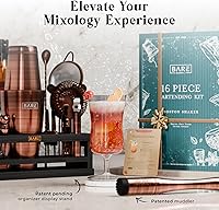 Vista 8 de BARE BARREL® Mixology Bartender Kit Bar Set Juego de coctelera de 16 piezas Herramientas de mezcla de Martini Barware para el hogar Incluye 35