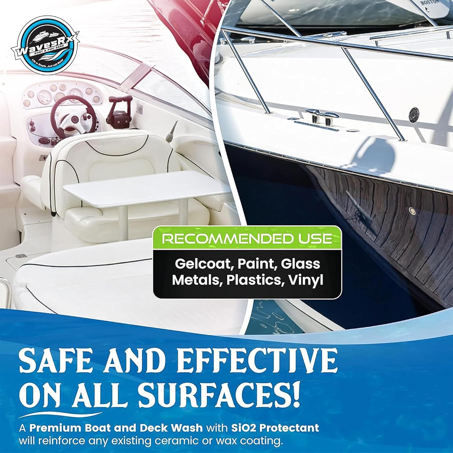 WAVESRX Salt Neutralizing Boat Soap & Jet Ski Wash with SiO2 Surface Protection (EpicWash+), Marine Grade Cleaner Removes Salt & Contaminants, Protective Ceramic Coating Prevents UV Damage image 5