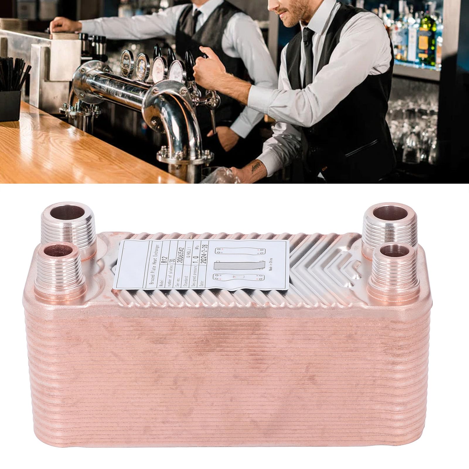 Raffreddatore Per Mosto di Birra Fatto in Casa EATB12‑30 Scambiatore di Calore a Piastre Brasate in Acciaio Inossidabile Raffreddatore Per Mosto di Birra Per Refrigeratori Per Mosto di Birra