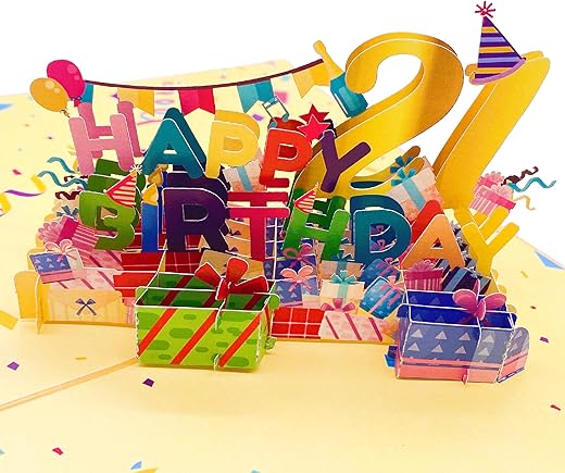 Liif Happy 21st 3D Greeting Pop Up Birthday Card, 21 Birthday Card For Him, Her, Son, Daughter, sister | With Message Note & Envelop | Large Size 8…