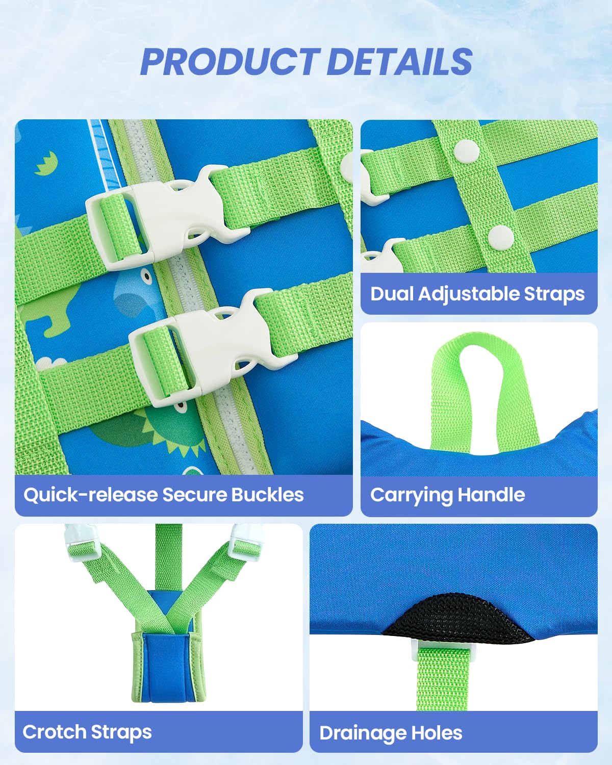 Gogokids Chaleco Flotador para Niños Bebe Chaleco de Natación de Neopreno - Chaleco para Nadar Chaleco Piscina Chaleco Kayak Traje de Baño para 11-35 kg 1-9 años Niños Niñas