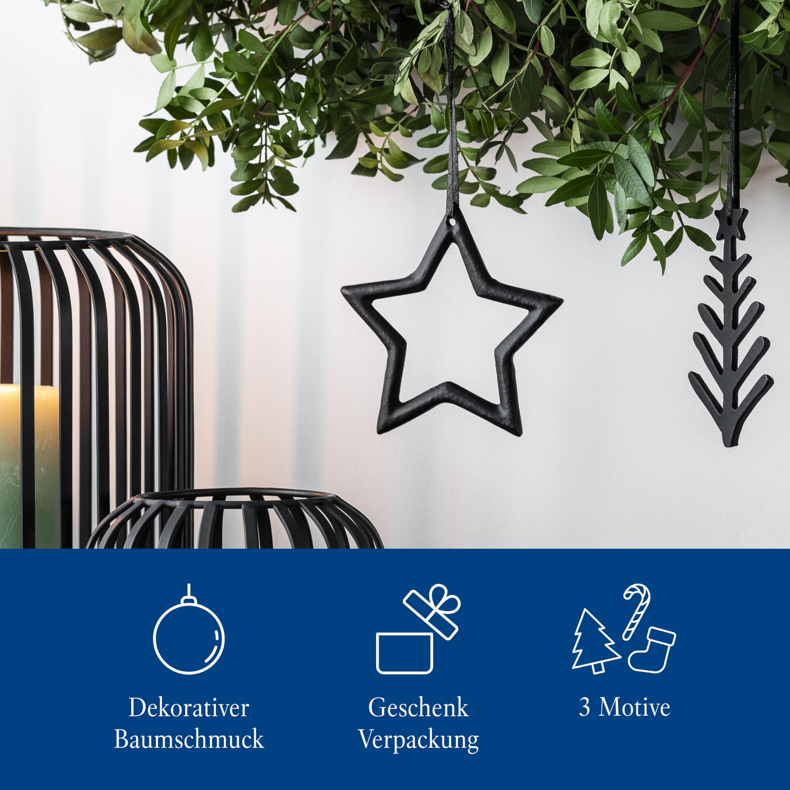 Amazon.de: Villeroy & Boch  Black Xmas Ornamente Weihnachten Set 3 teilig  Schwarz, Weihnachtsdekorationen, Baumschmuck, Deko Weihnachten, Tannenbaum,  Stern, Rentier, Aluminium und Kunststoff