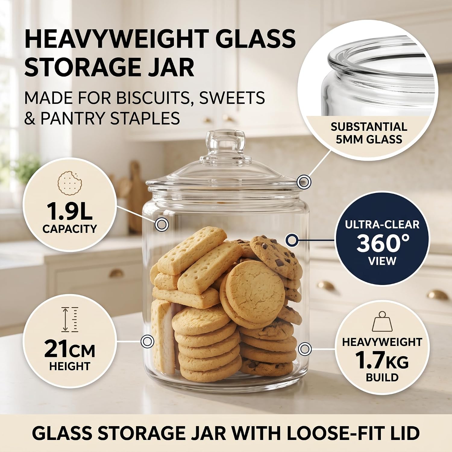 Anchor Hocking Heritage Hill Canister, Glass, 1/2-Gallon
